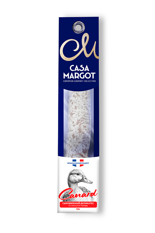 Колбаса полусухая сыровяленая из мяса утки Мулард «Фуэт Canard классический» Casa Margot 120 гр.