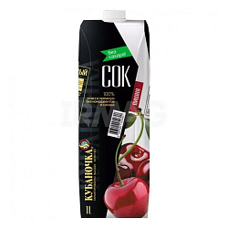 Сок вишневый БЕЗ САХАРА 1 л. от производителя «Кубаночка»