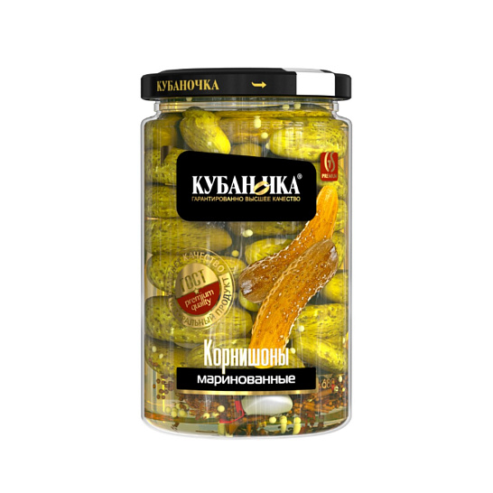 Огурцы маринованные корнишоны 680 мл. от производителя «Кубаночка»