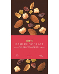 Тёмный шоколад с орехами и сухофруктами "Лорд" 100 г