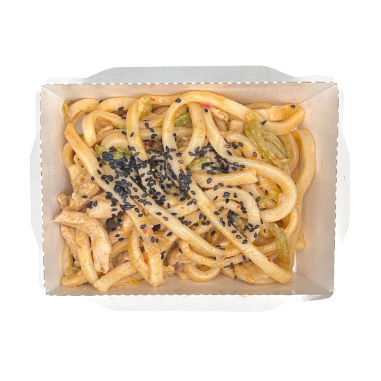 Шеф приготовил «Удон с курицей и овощами спайси чиз» 320 гр.