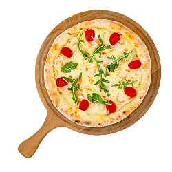 Пицца на тонком тесте «Цезарь» с креветками